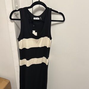 LNA brand new Small black maxi dress with ivory stripes